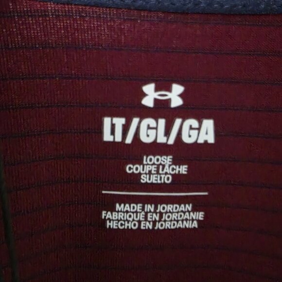 Under Armour L/Tall Polo Loose Fit UPF 50+ Burgundy Stripe 4-Way Stretch NWT - Picture 4 of 6